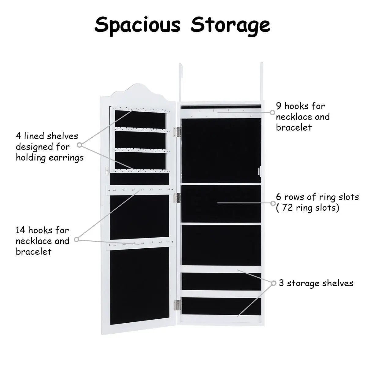 Wall Mounted Mirrored Jewelry Armoire Storage Organizer by DirectDeals