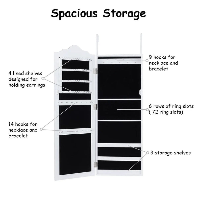 Wall Mounted Mirrored Jewelry Armoire Storage Organizer by DirectDeals