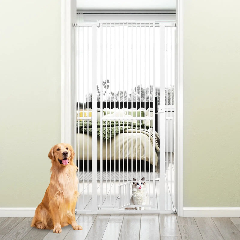 67.5" Extra Tall Pet Gate Heavy-Duty Metal Cat Gate with 30.5"-41" Wide Opening-White by DirectDeals