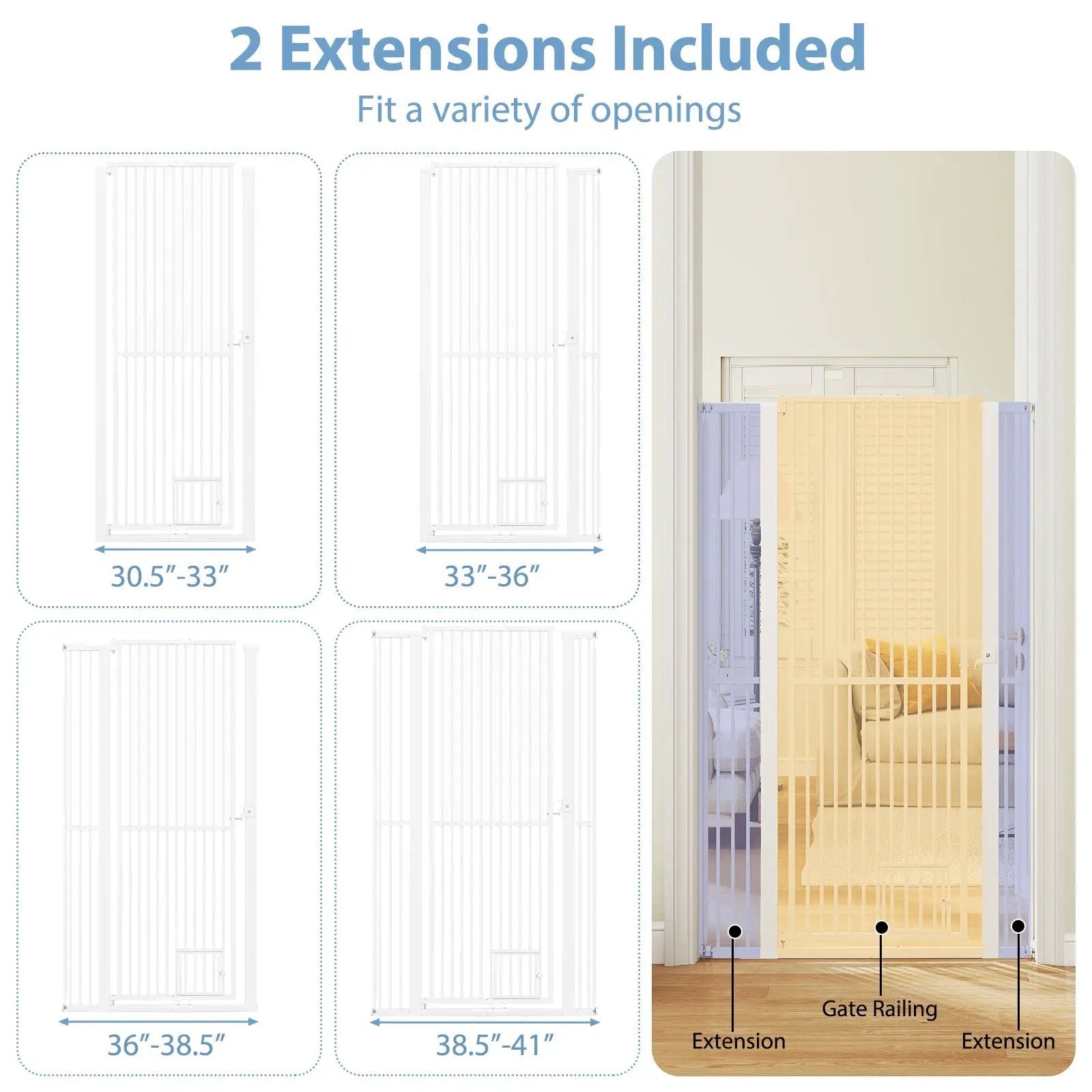67.5" Extra Tall Pet Gate Heavy-Duty Metal Cat Gate with 30.5"-41" Wide Opening-White by DirectDeals