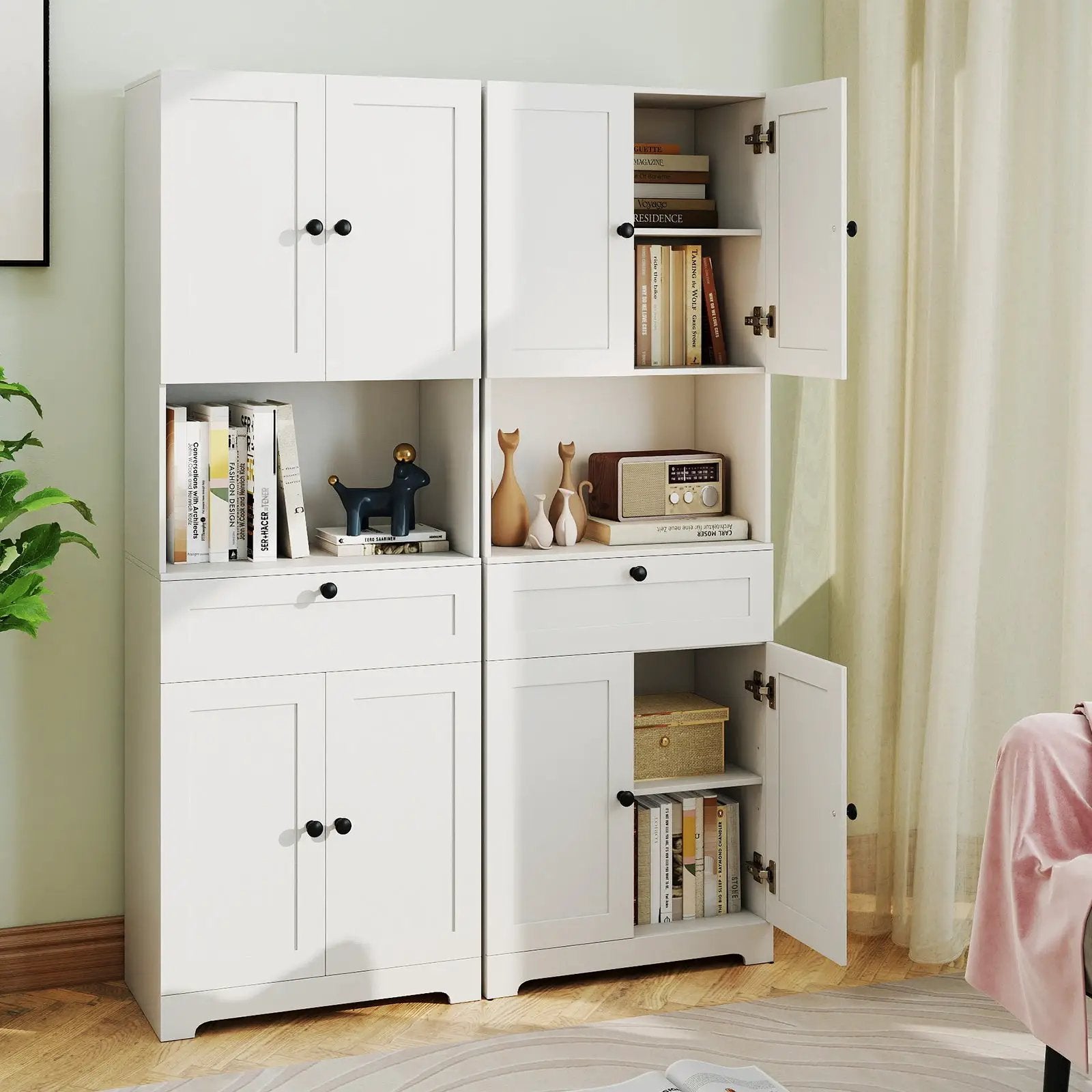 67.5 Inch Tall Modern Freestanding Floor Storage Cabinet with 4 Doors and 1 Drawer by DirectDeals