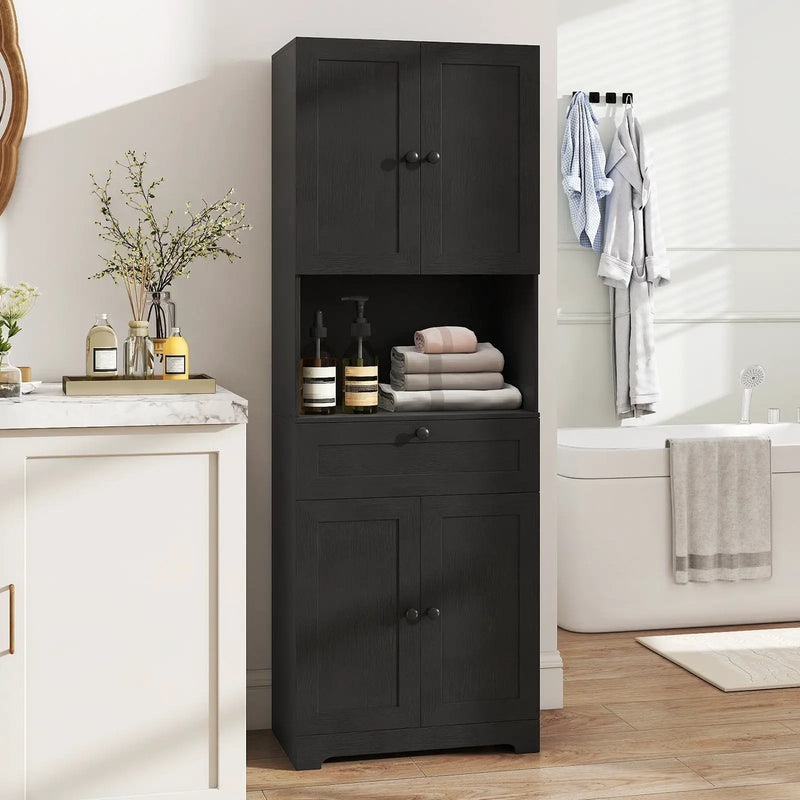 67.5 Inch Tall Modern Freestanding Floor Storage Cabinet with 4 Doors and 1 Drawer by DirectDeals
