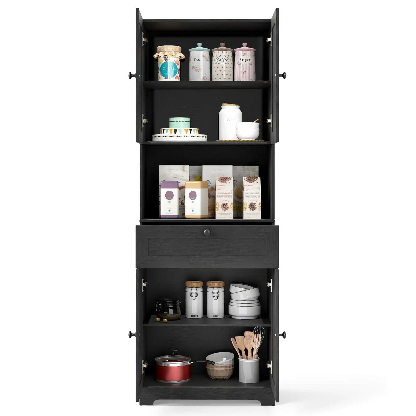 67.5 Inch Tall Modern Freestanding Floor Storage Cabinet with 4 Doors and 1 Drawer by DirectDeals