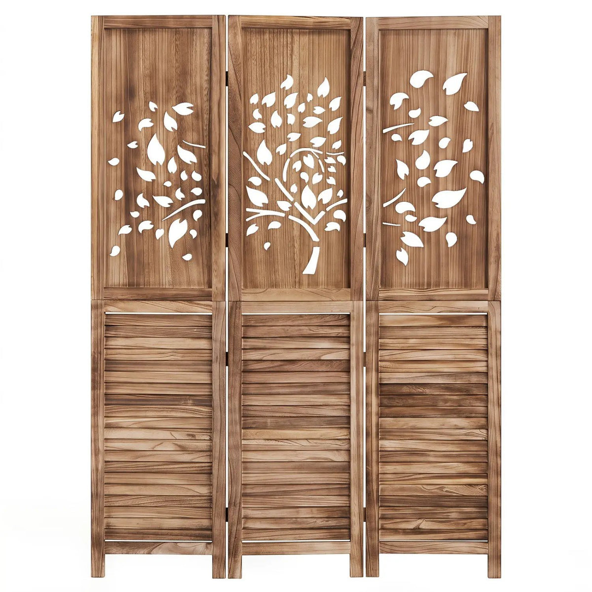 3-Panel Folding Room Divider 67" with Tree Cutout Design by DirectDeals