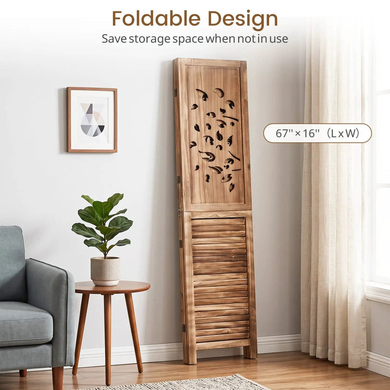 3-Panel Folding Room Divider 67" with Tree Cutout Design by DirectDeals