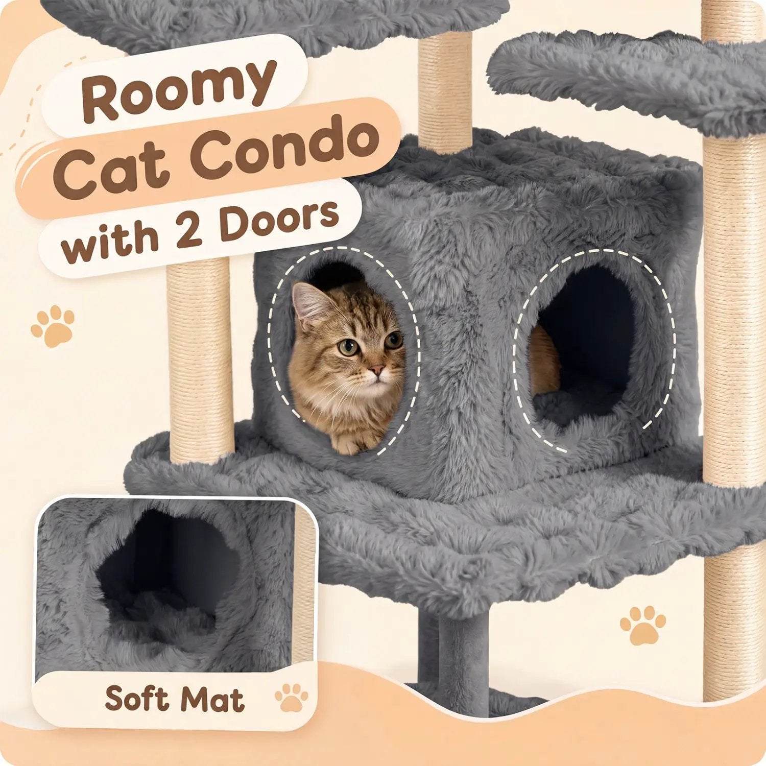 Multi-Level Cat Tree 67 Inch with Condo and Perch by DirectDeals