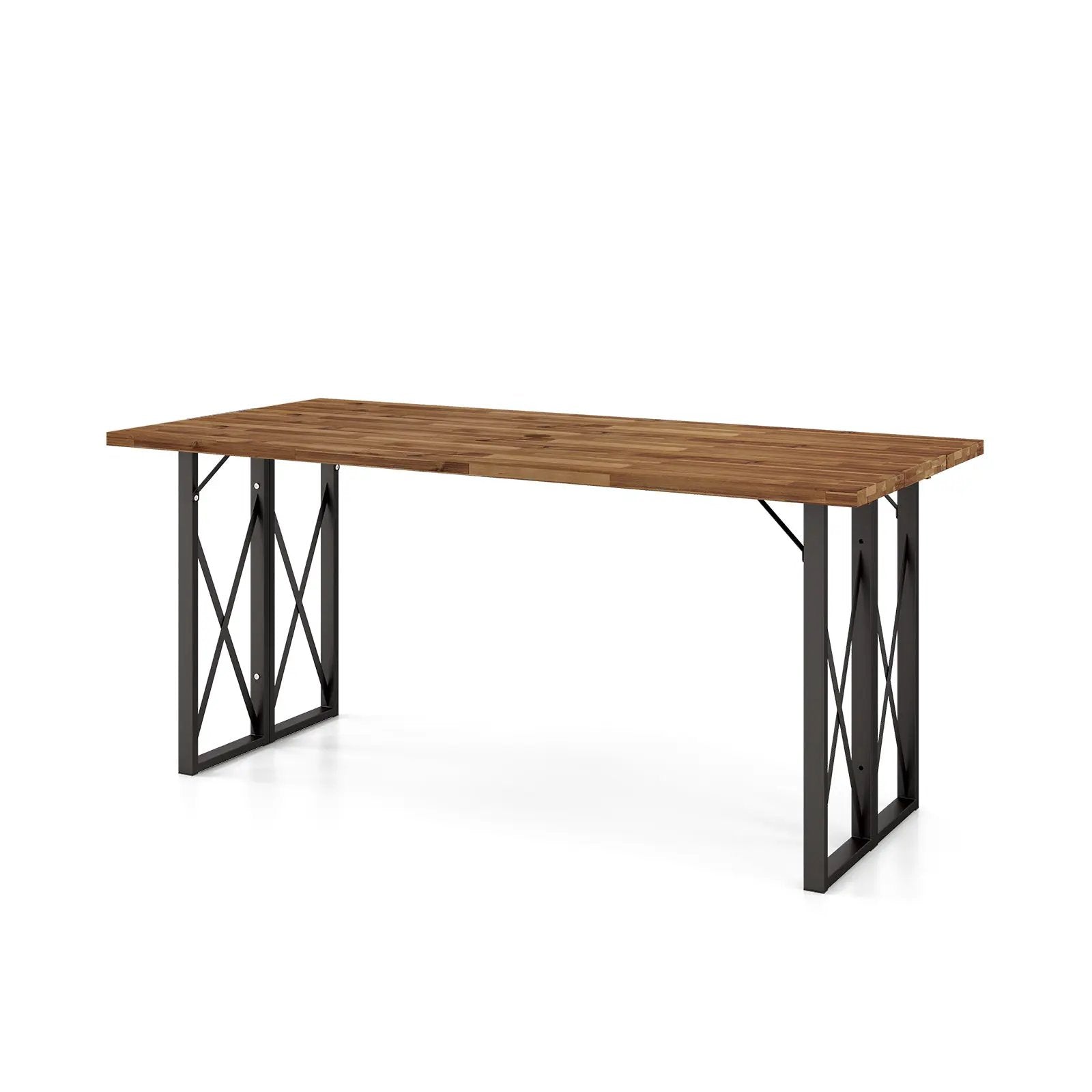 67 Inch Patio Rectangle Acacia Wood Dining Table with Umbrella Hole by DirectDeals