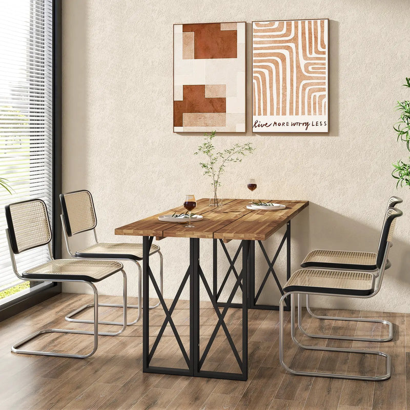 67 Inch Patio Rectangle Acacia Wood Dining Table with Umbrella Hole by DirectDeals