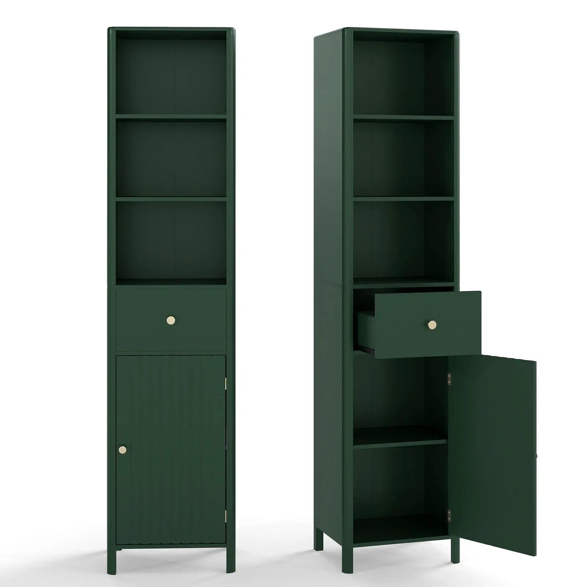 67 Inch Tall Bathroom Cabinet Narrow Floor Cabinet with Fluted Door by DirectDeals