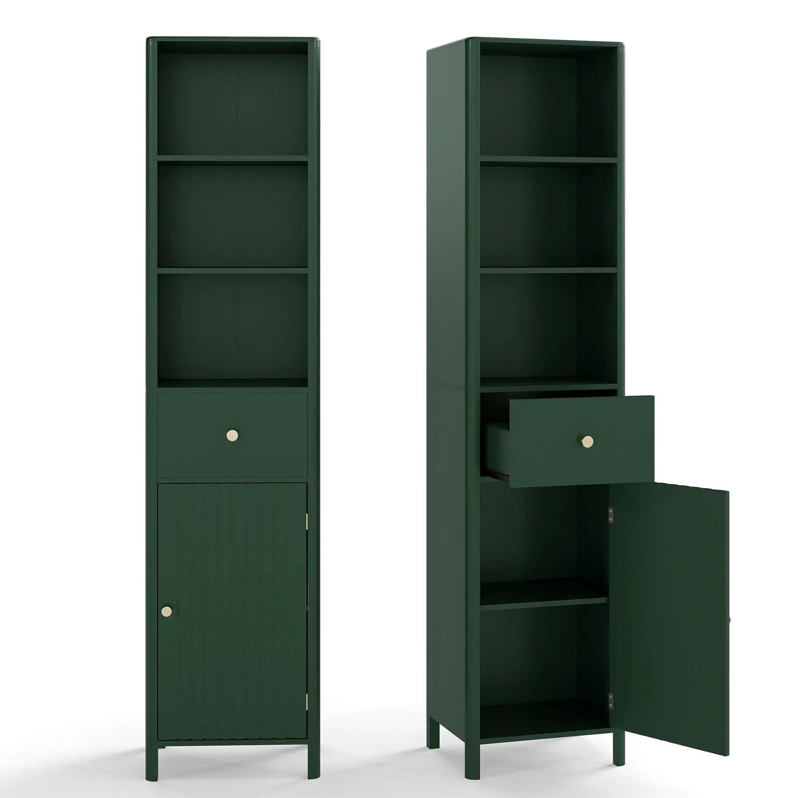 67 Inch Tall Bathroom Cabinet Narrow Floor Cabinet with Fluted Door by DirectDeals