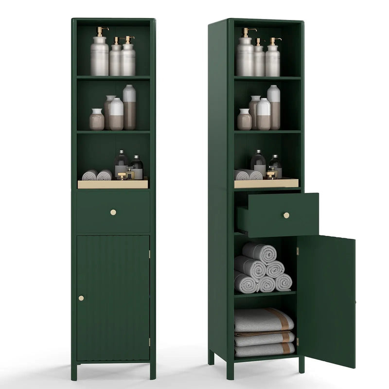 67 Inch Tall Bathroom Cabinet Narrow Floor Cabinet with Fluted Door by DirectDeals