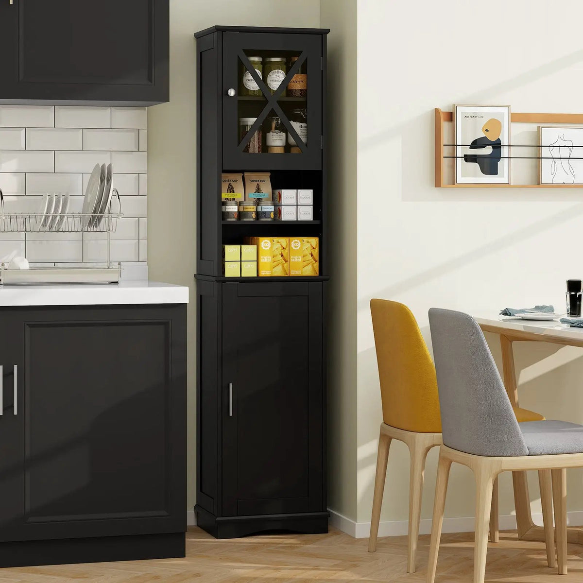 67 Inch Tall Bathroom Cabinet Freestanding Storage Cabinet with 5 Adjustable Shelves by DirectDeals
