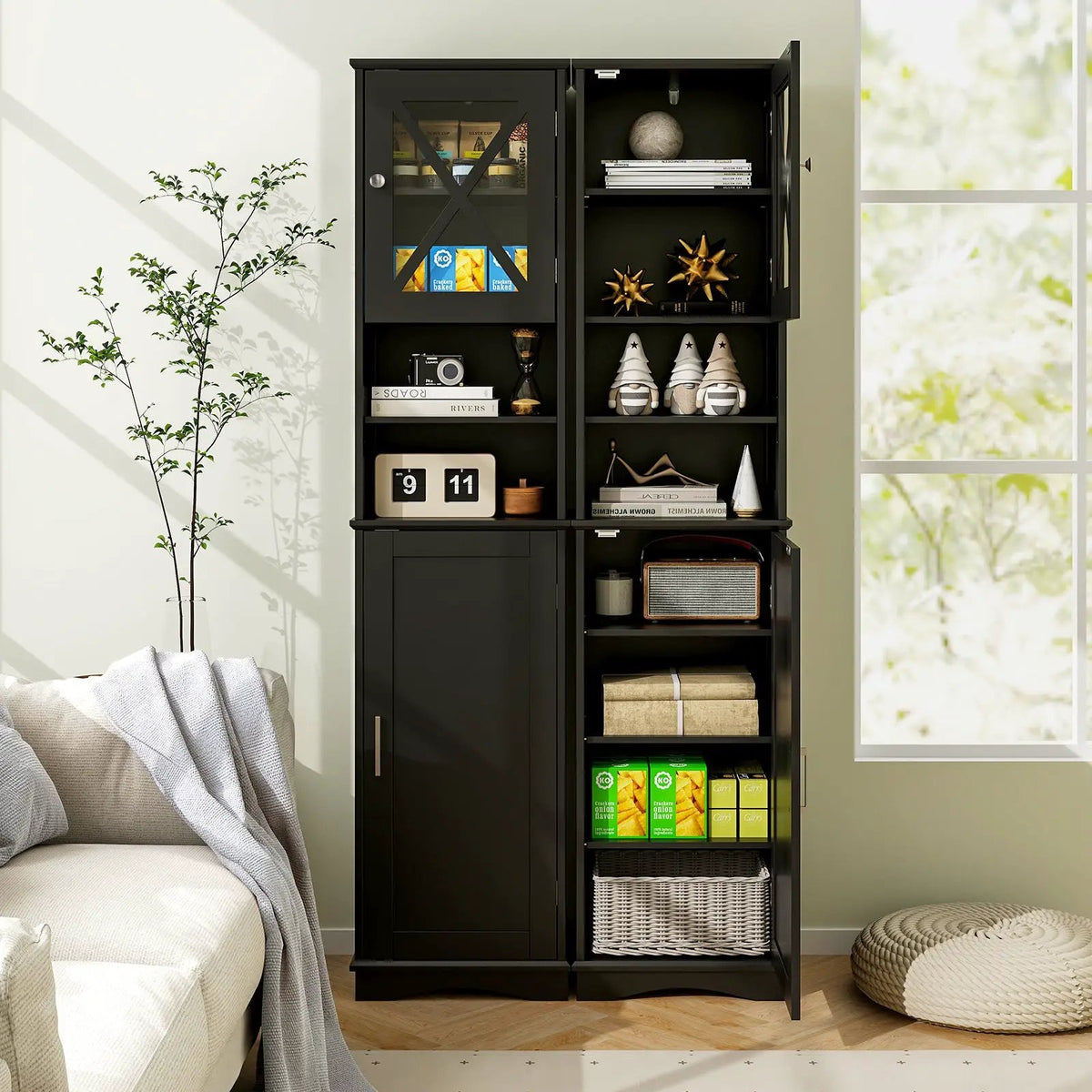 67 Inch Tall Bathroom Cabinet Freestanding Storage Cabinet with 5 Adjustable Shelves by DirectDeals