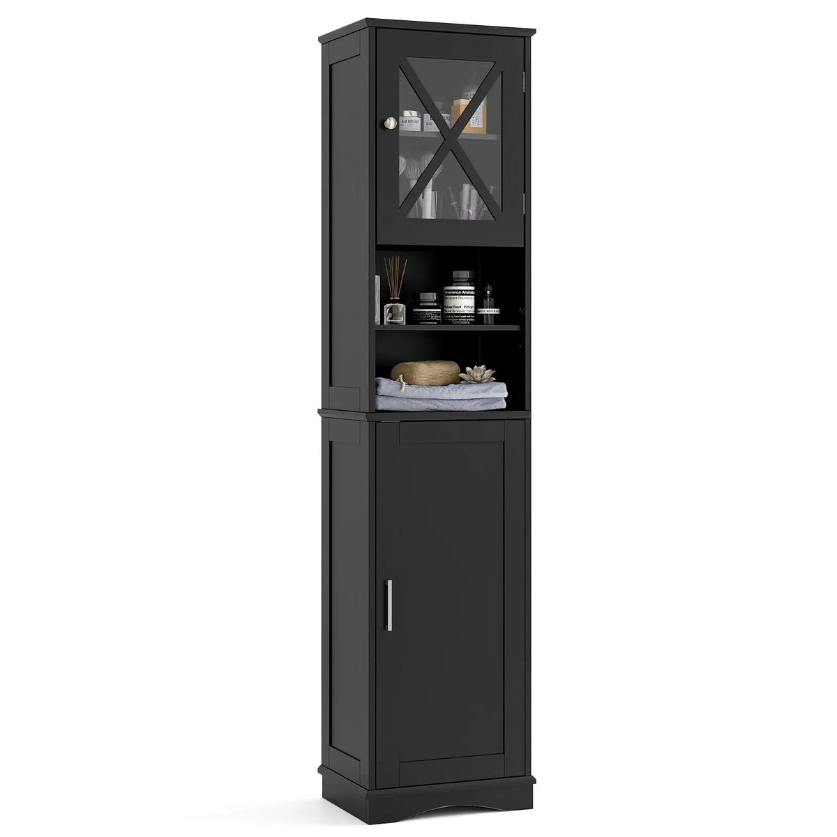 67 Inch Tall Bathroom Cabinet Freestanding Storage Cabinet with 5 Adjustable Shelves by DirectDeals