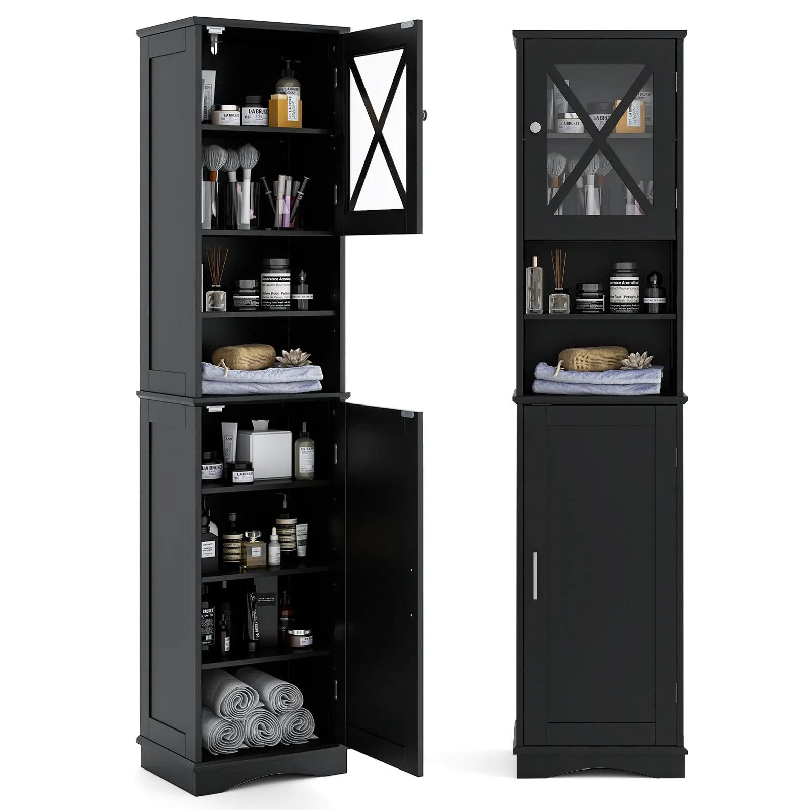 67 Inch Tall Bathroom Cabinet Freestanding Storage Cabinet with 5 Adjustable Shelves by DirectDeals