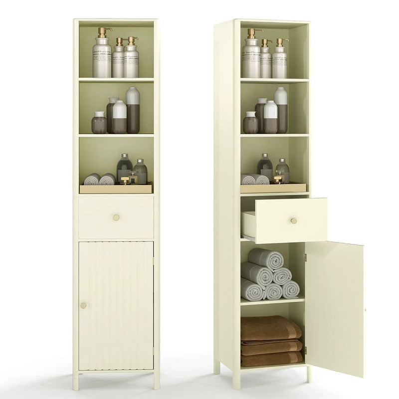 67 Inch Tall Bathroom Cabinet Narrow Floor Cabinet with Fluted Door by DirectDeals