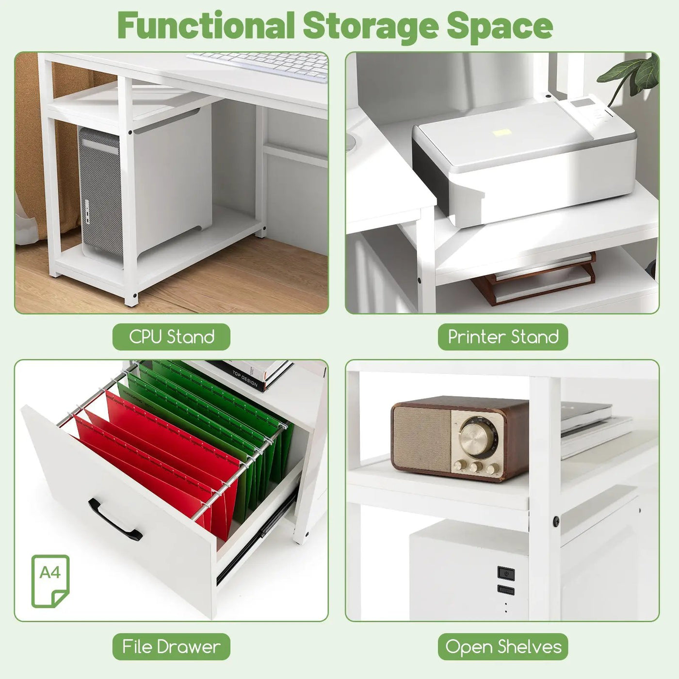 67 Inch Computer Desk with Monitor Stand & File Drawer by DirectDeals