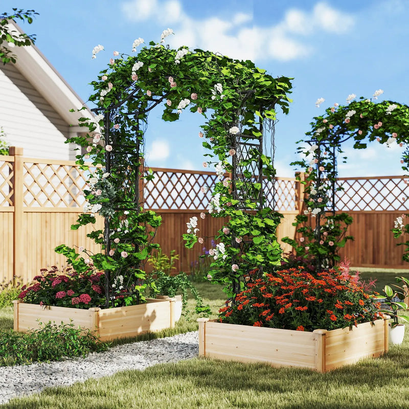 67 x 83 Inch Garden Arch Trellis Metal Pergola Arbor for Climbing Plants-Black by DirectDeals