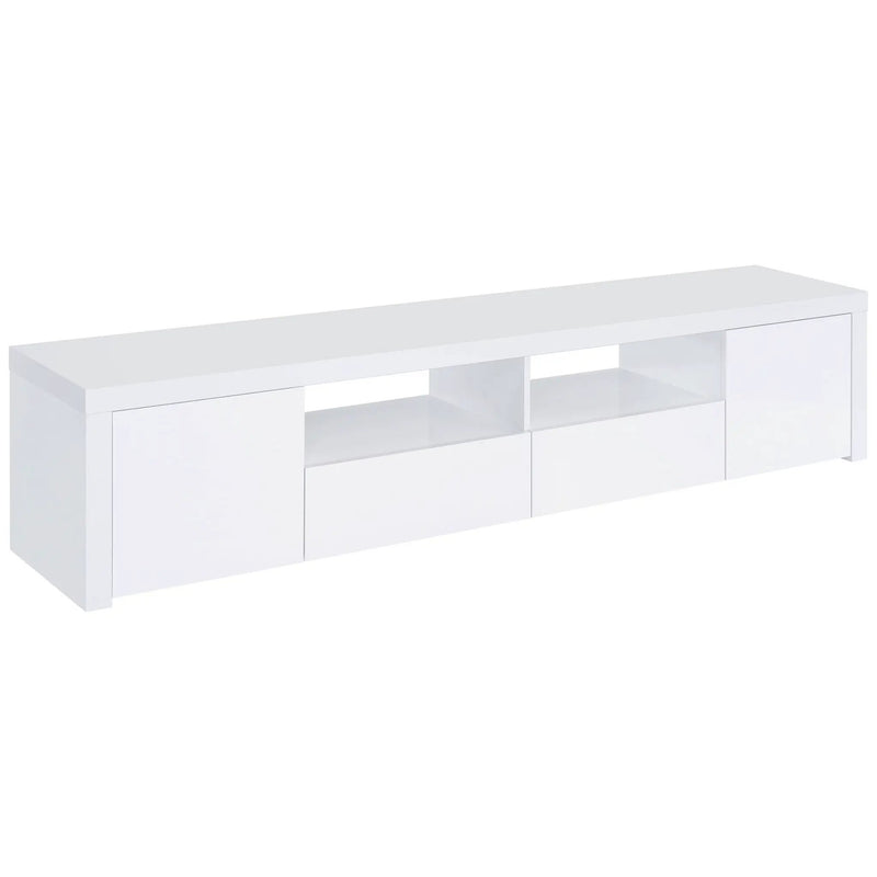 Jude 2-door Engineered Wood 79-inch TV Stand High Gloss White by Unique Piece Furniture