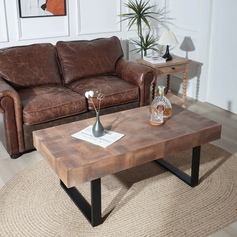 Rectangular Coffee Table With U-Shaped Legs Living Room - Multi by Unique Piece Furniture