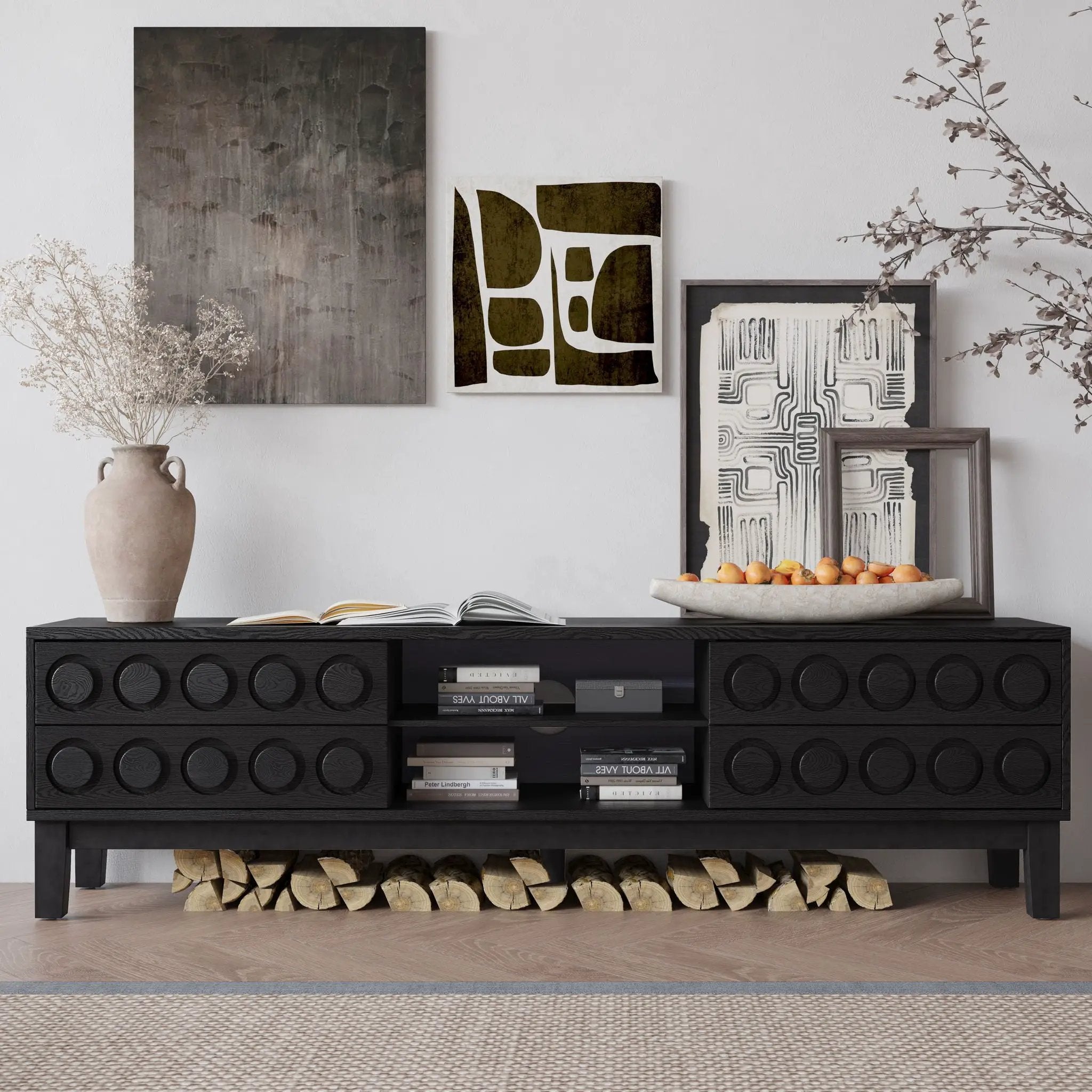 Media Console With 4 Drawers And Cable Management by Unique Piece Furniture