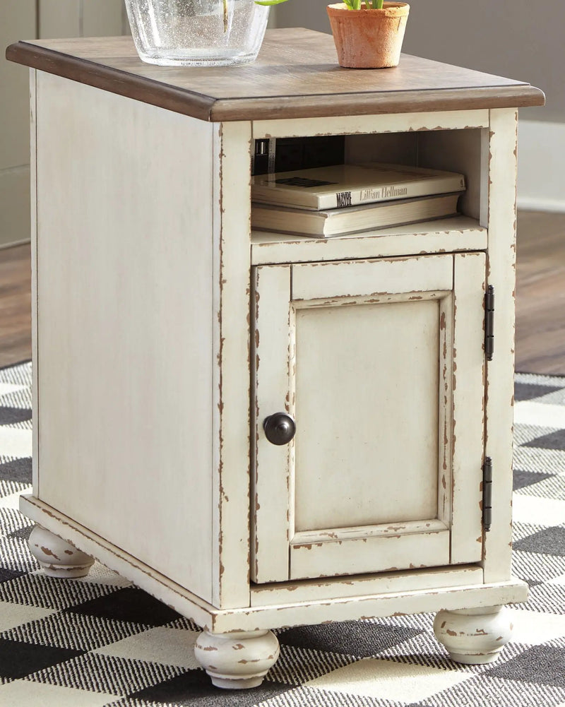 Realyn - Chair Side End Table - AC / USB - White / Brown by Unique Piece Furniture