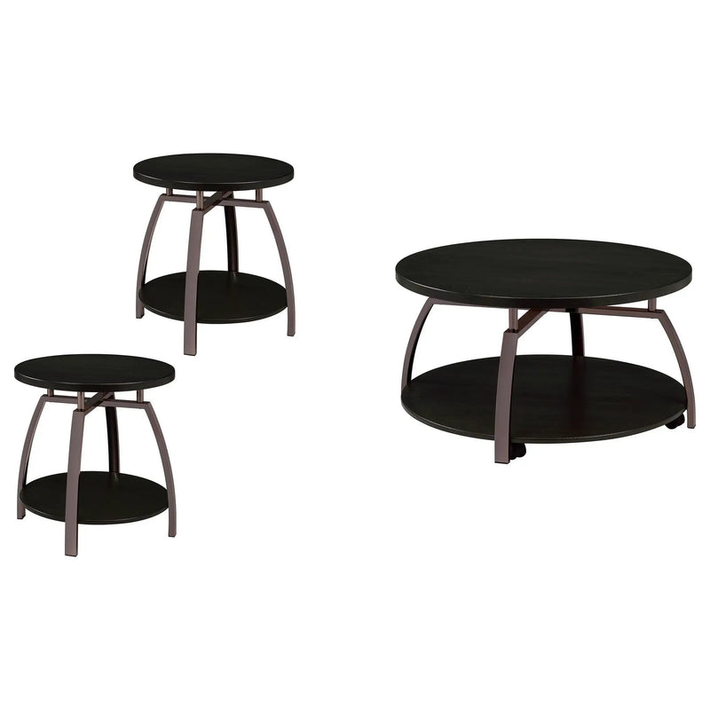Dacre 3-piece Round Coffee and End Table Set Dark Charcoal by Unique Piece Furniture