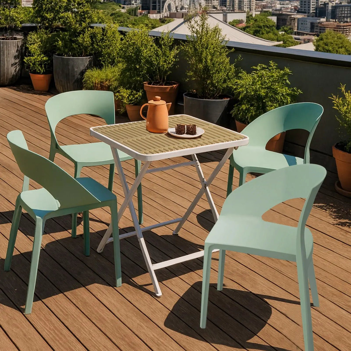 4 Piece Set Of Modern Designed Single Chairs With Folding Square Table by HouseOfZazla