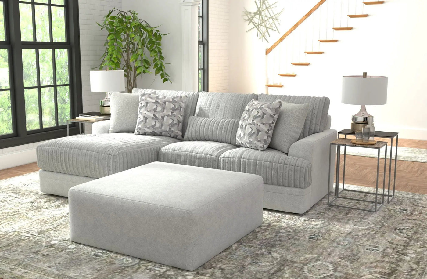 Titan - Sectional With Comfort Coil Seating, Cocktail Ottoman And Accent Pillows Included by Unique Piece Furniture