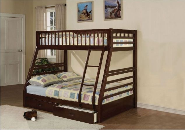 Jason Bunk Bed with Storage - Twin Over Full - White, Dark Gray, or Dark Brown, photo 2 of 12