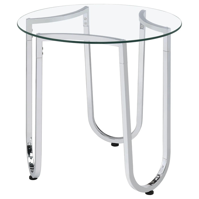 Beller 3-piece Round Tempered Glass Top Coffee Table Set Chrome by Unique Piece Furniture