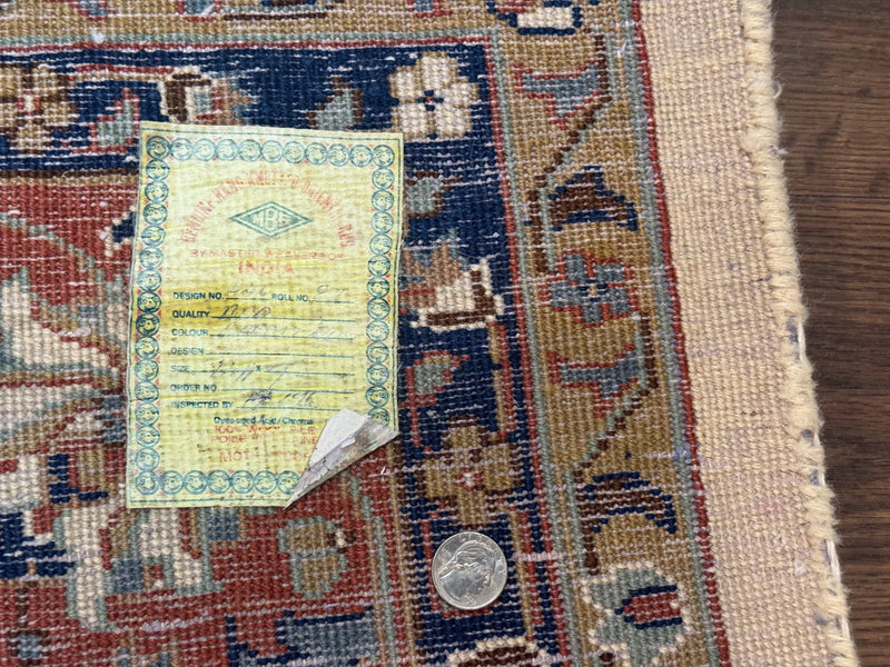Indo Persian Rug 9x12, Ivory and Red, Traditional Wool Oriental Carpet by Jewel Rugs