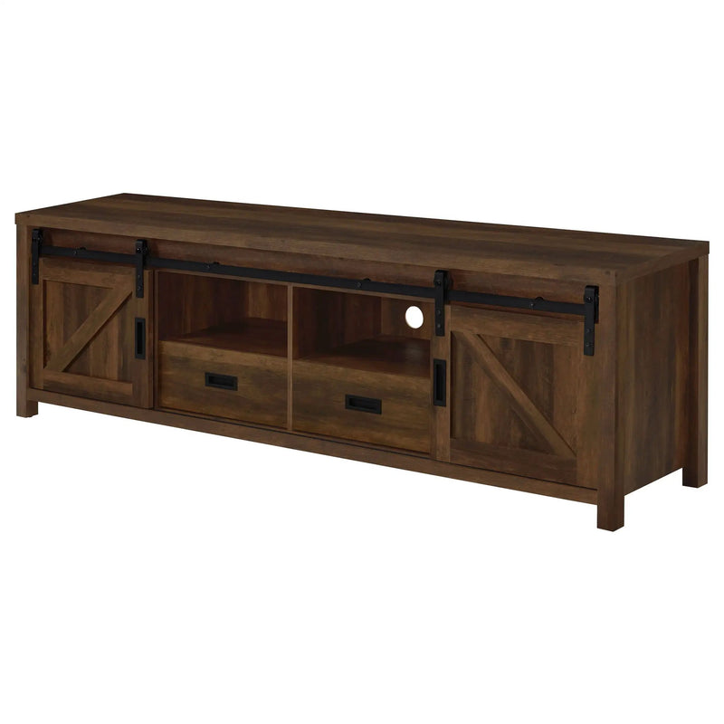 Madra 2-door Engineered Wood 79-inch TV Stand Dark Pine by Unique Piece Furniture
