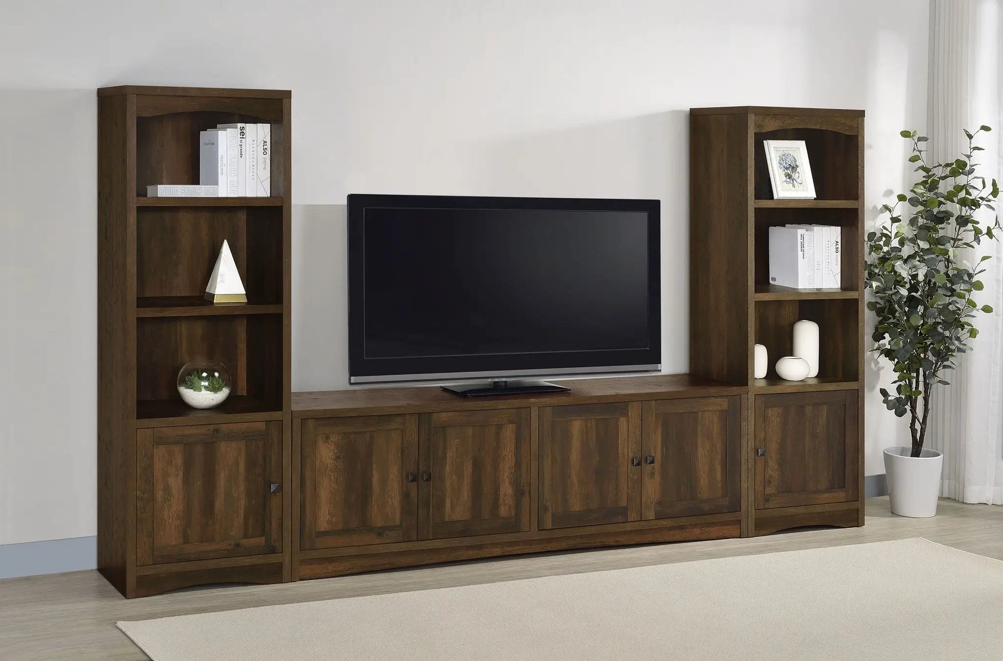 Laughlin 3-piece Entertainment Center TV Stand Dark Pine by Unique Piece Furniture