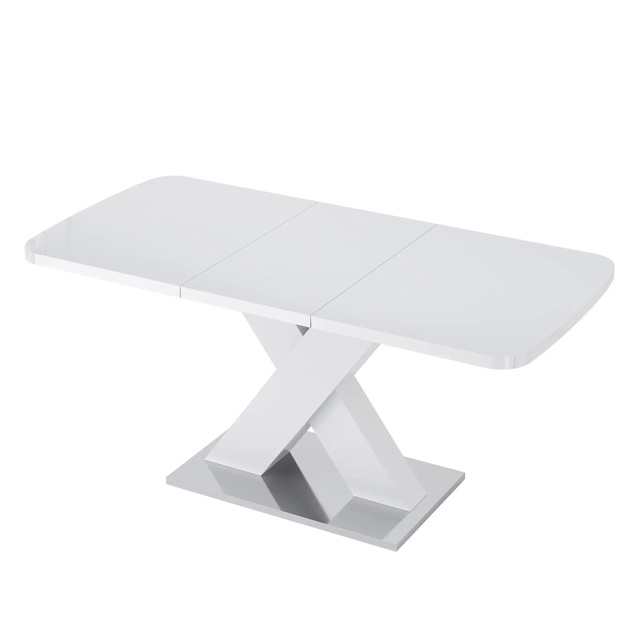 Rectangle Dining Table, Stretchable, X Shape Legs - White by Unique Piece Furniture