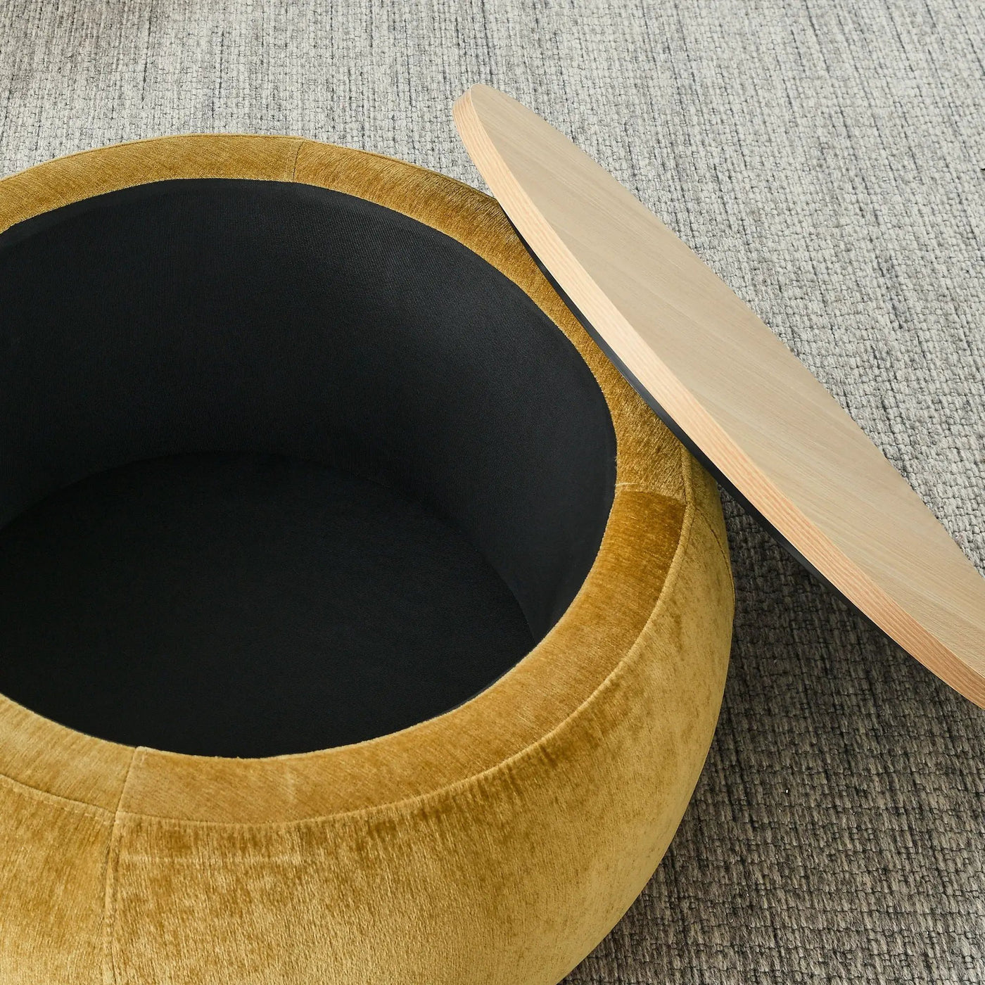 Round Storage Ottoman, 2 In 1 Function, End Table And Ottoman by Unique Piece Furniture