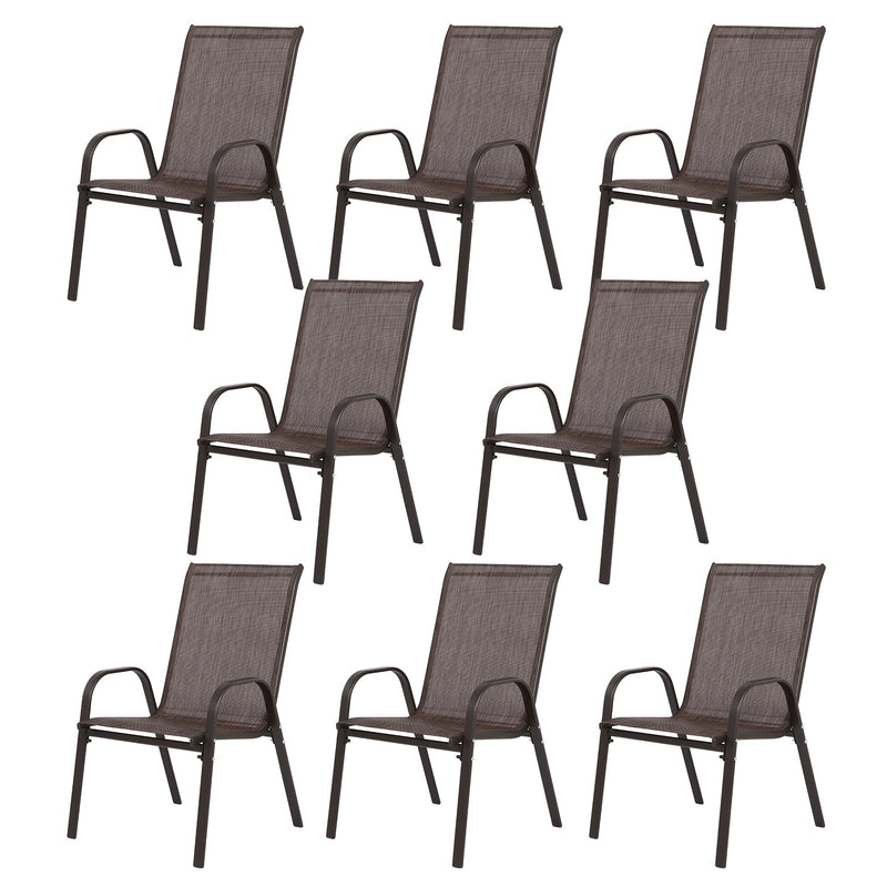 8 Piece Patio Chairs with Breathable Textilene Fabric - Brown by HouseOfZazla