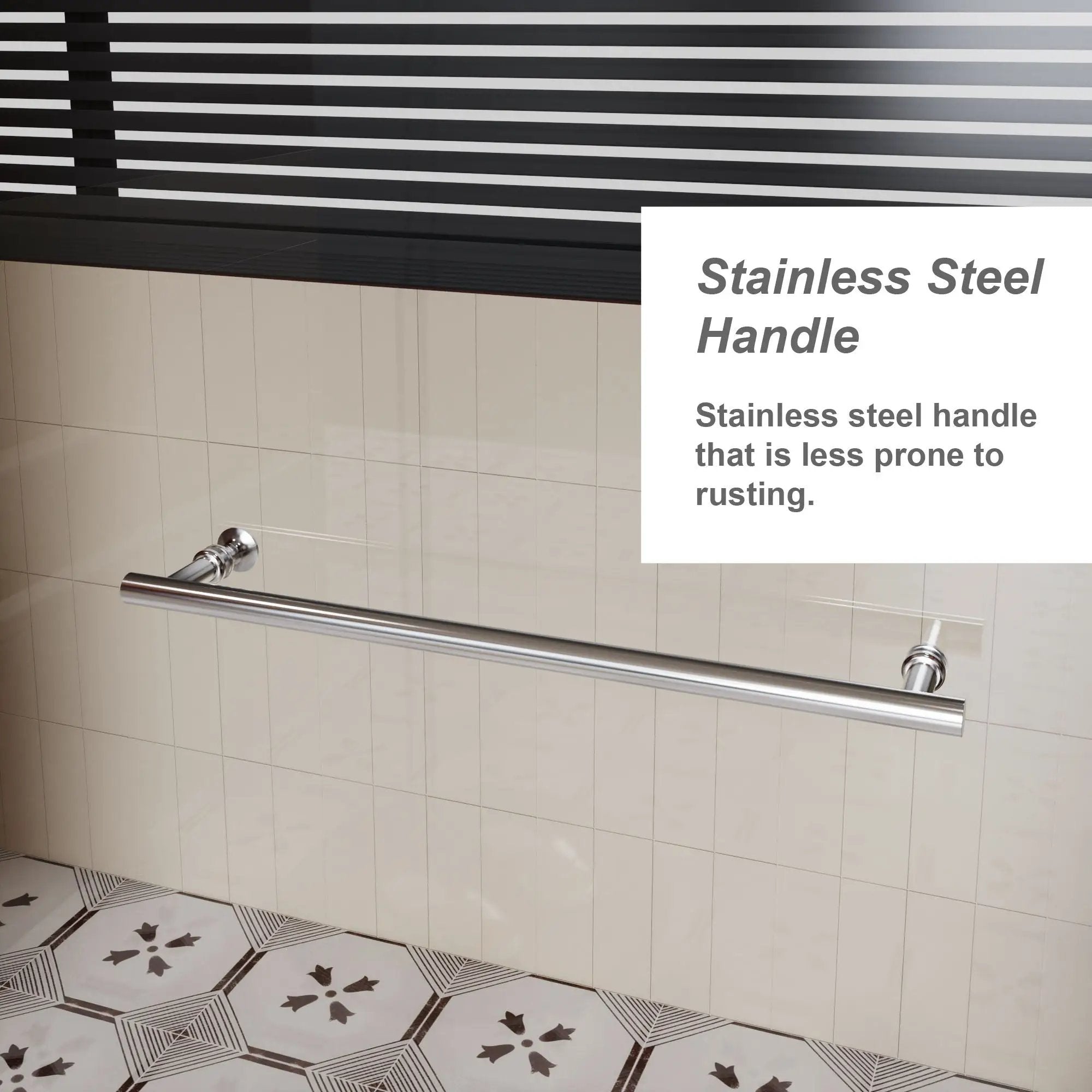 Pivot Shower Door With Handle, 1 / 4" Thick - Chrome by HouseOfZazla