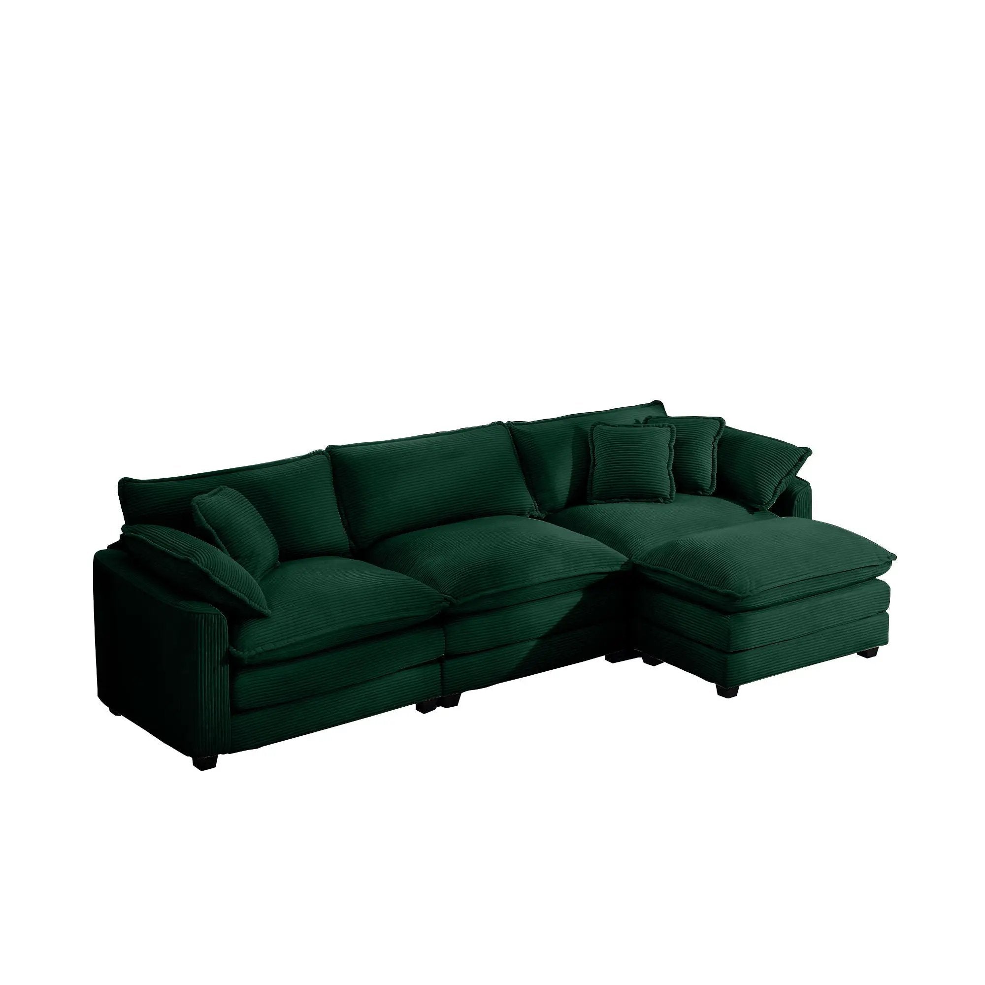 Modern Oversized Modular Cushion Sofa With Ottoman, Low Back, Deep Seating Sofa Set by Unique Piece Furniture