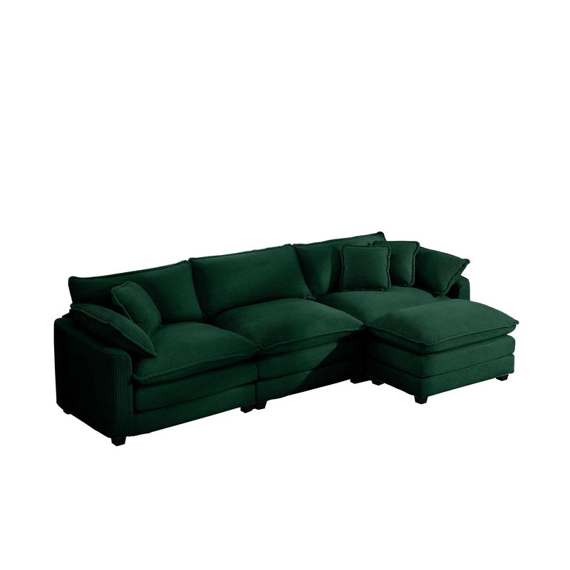 Modern Oversized Modular Cushion Sofa With Ottoman, Low Back, Deep Seating Sofa Set by Unique Piece Furniture