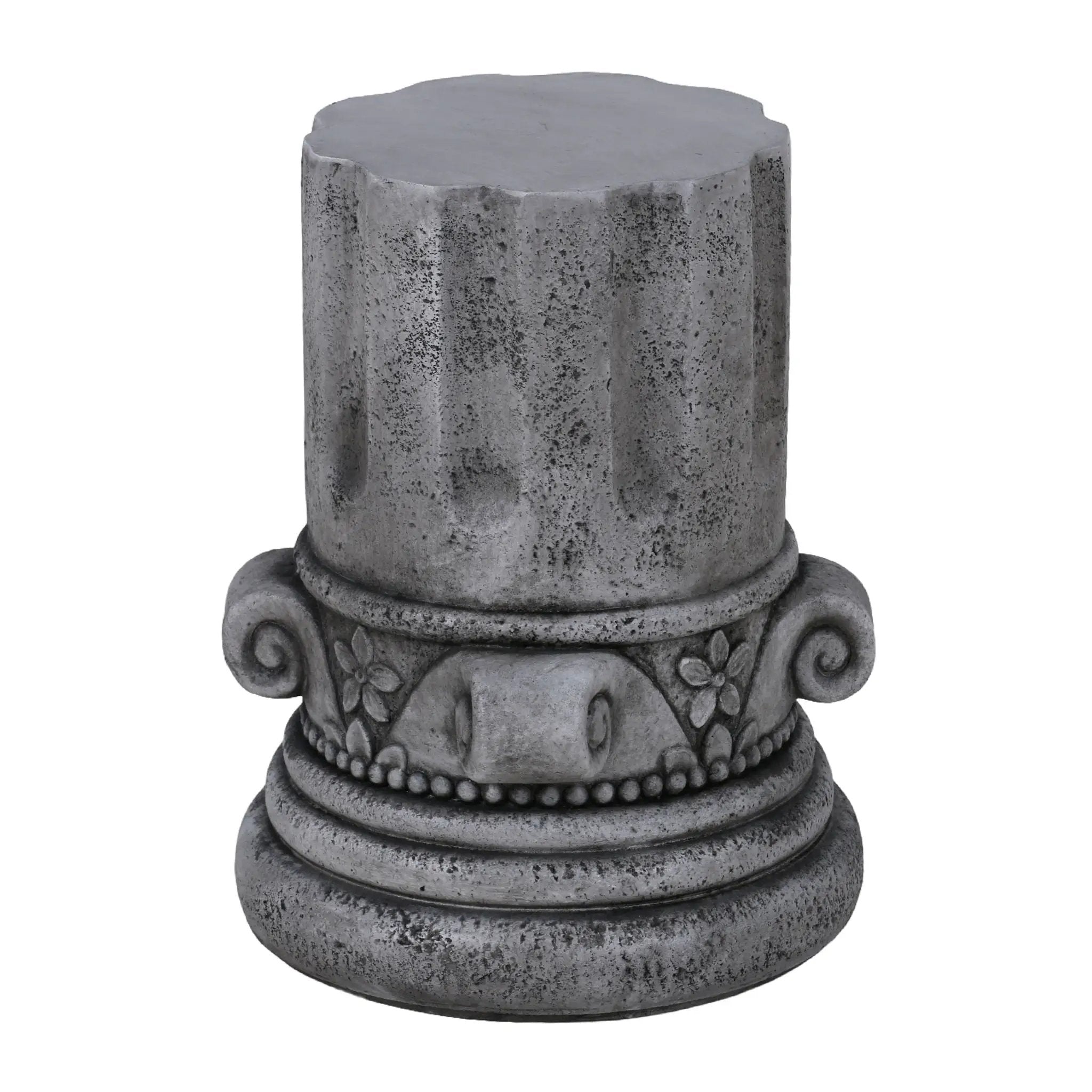Outdoor End Table, Round Side Table For Patio And Garden - Antique Gray