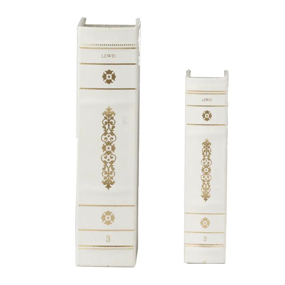 Book Boxes (Set of 2) - White / Gold by Unique Piece Furniture