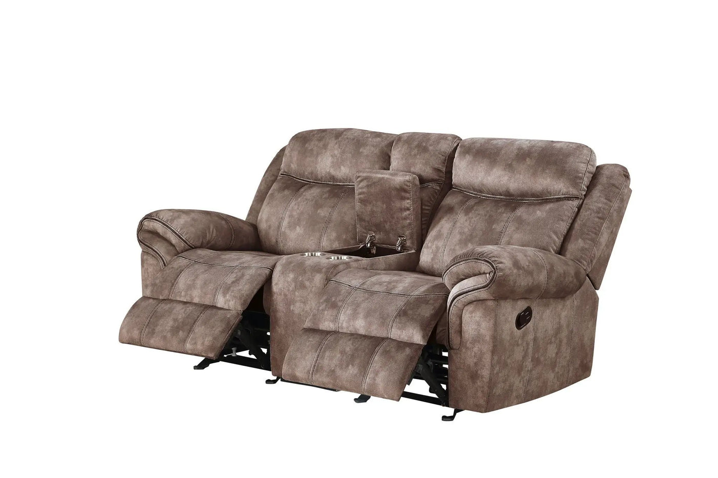 Zubaida Two Tone Recliner Loveseat with USB Port Console by HouseOfZazla