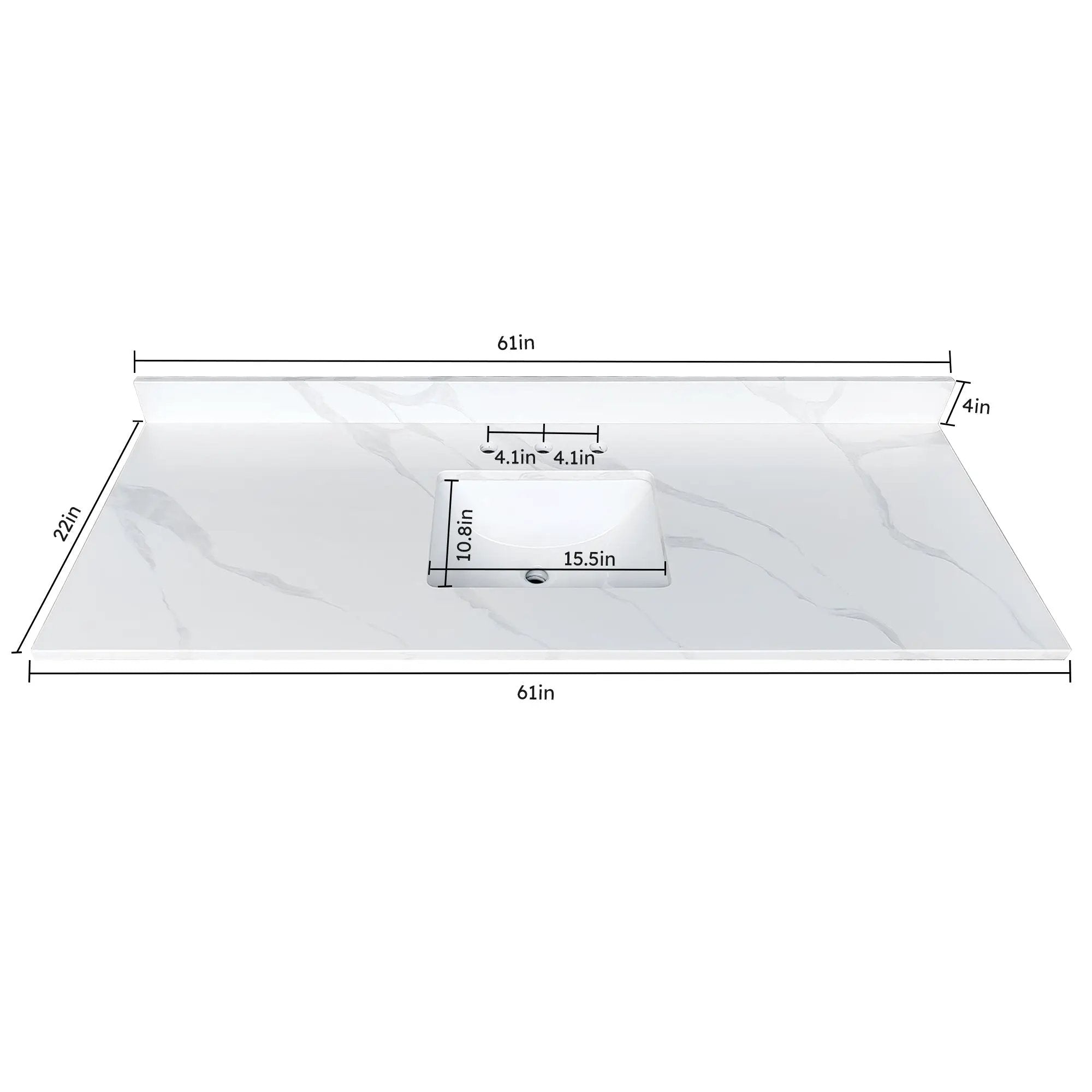 61-Inch Quartz Bathroom Vanity Top by HouseOfZazla
