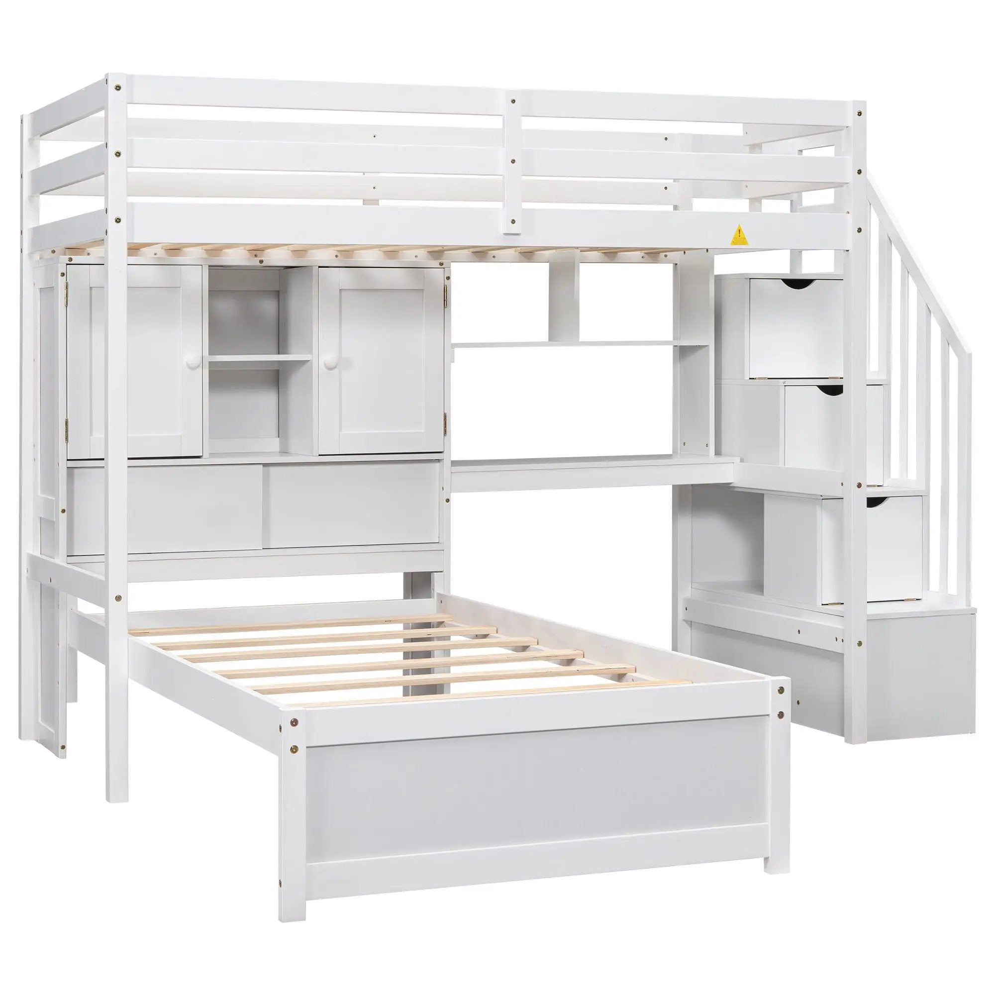 Loft Bed With Built In Desk And Staircase by HouseOfZazla