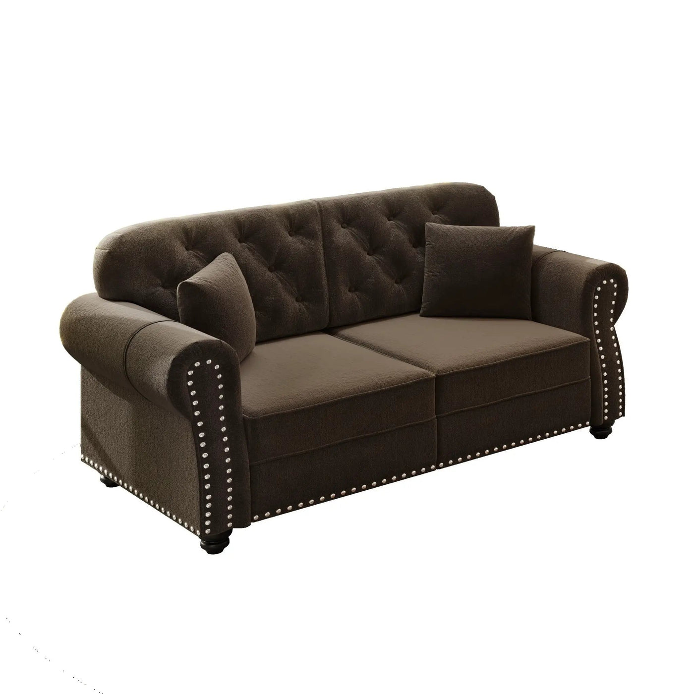 Upholstered Chesterfield Sofa With Nailhead Trim And Rolled Armrests by HouseOfZazla