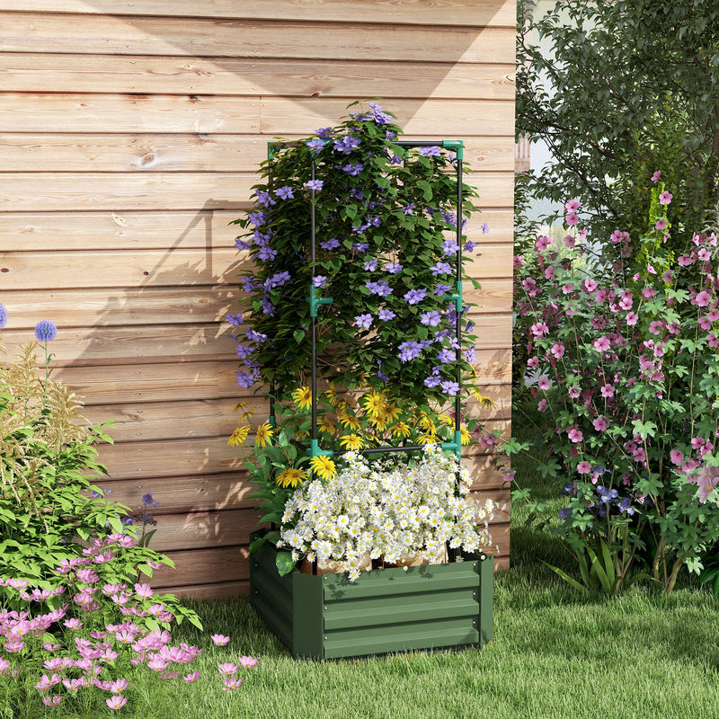Galvanized Raised Garden Bed with Trellis - Grey Green, photo 9 of 10