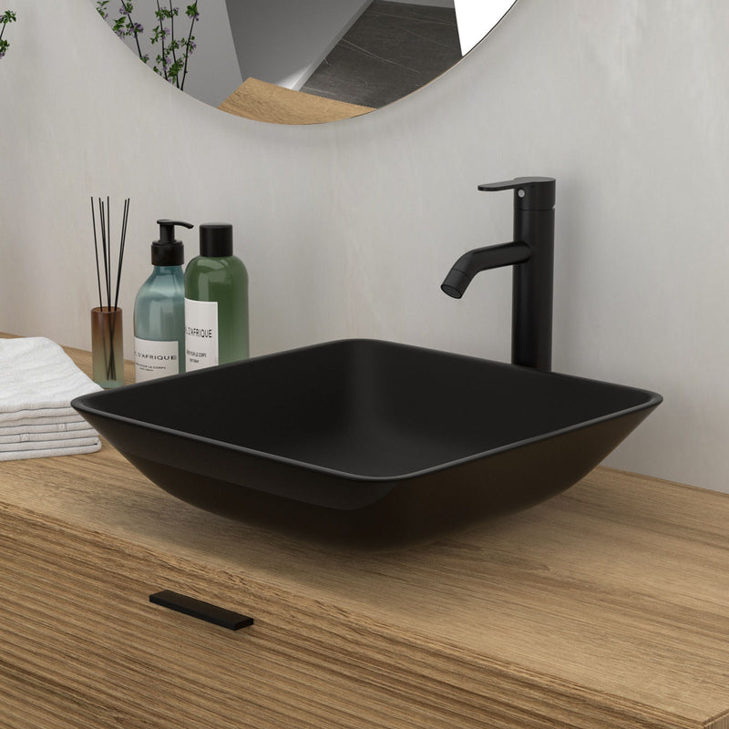 Artistic Vessel Sink With Faucet And Pop Up Drain - Matte Black by HouseOfZazla