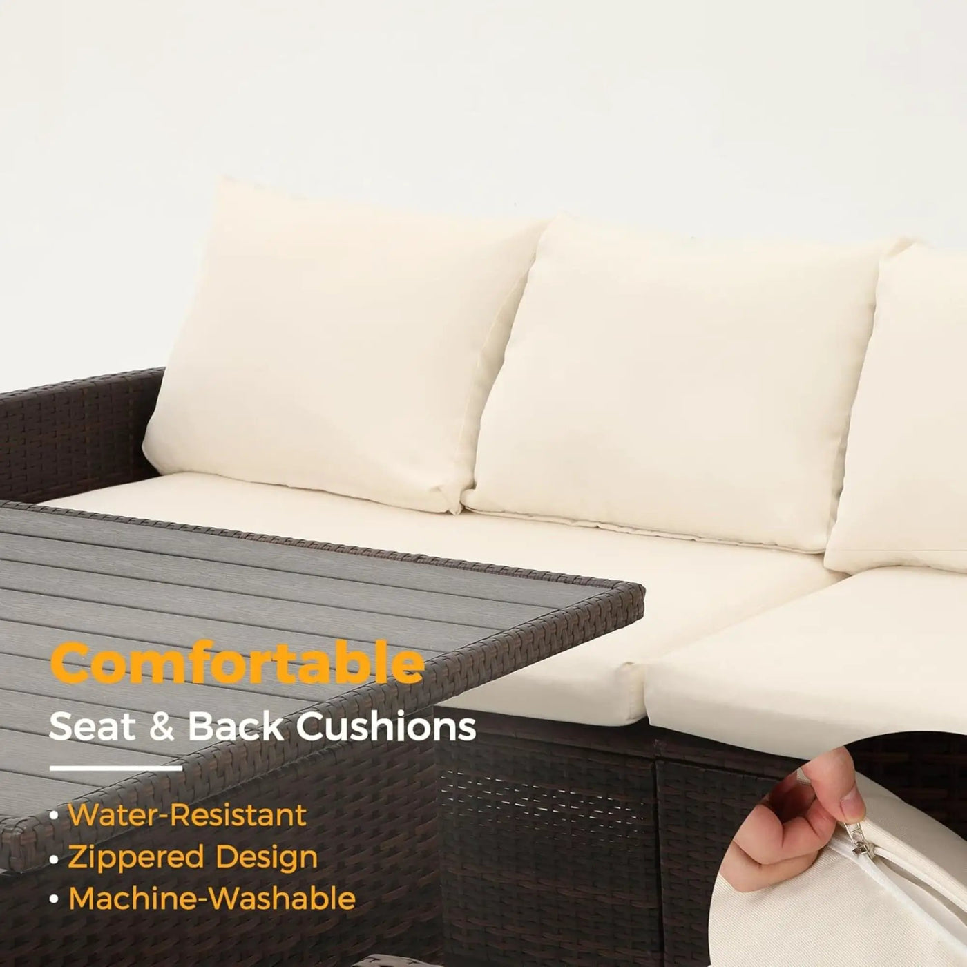 7 Piece Patio Dining Set With Cushions, Modular Sectional Sofa & Storage Table by HouseOfZazla