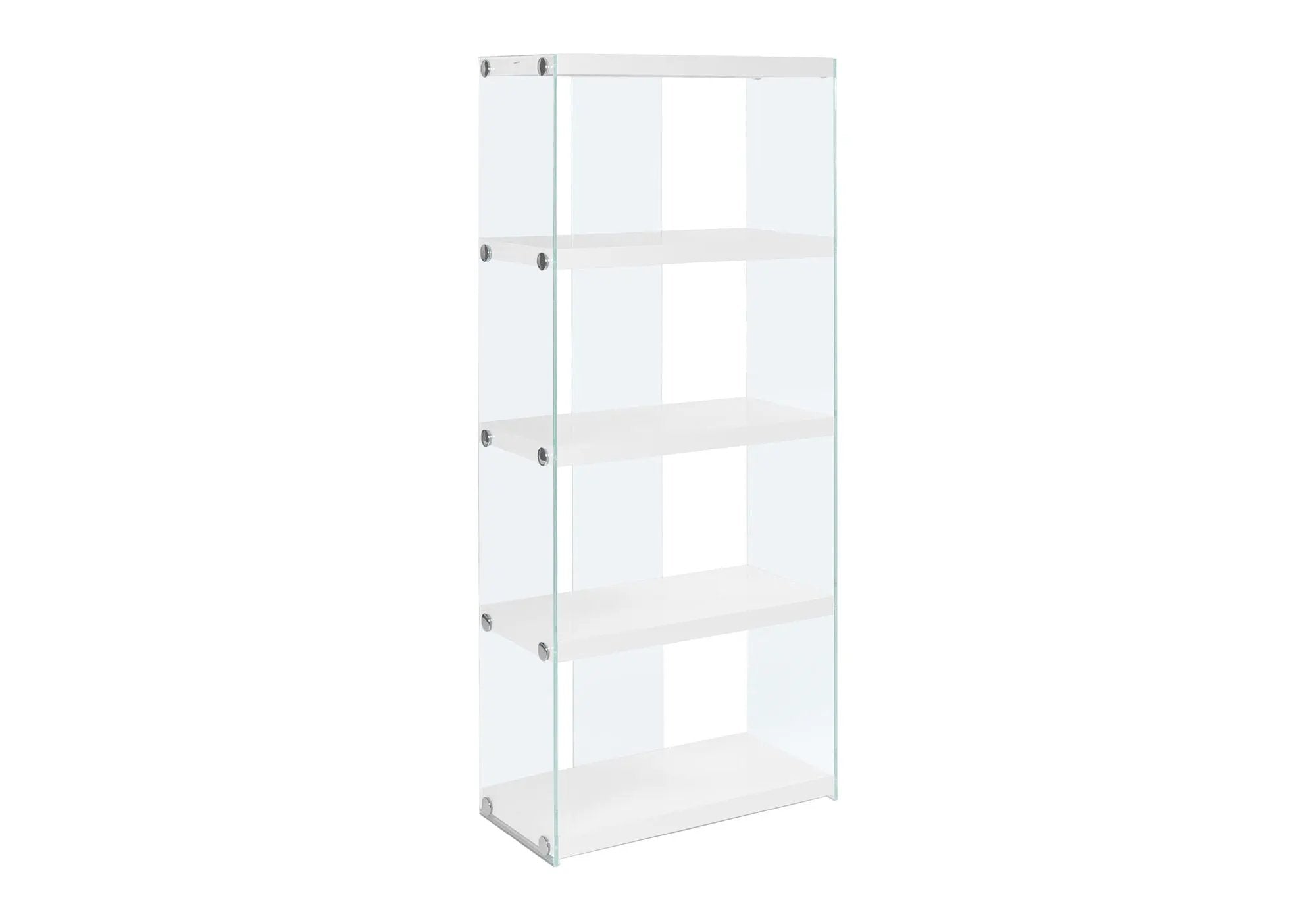 5-Tier White Bookcase with Clear Tempered Glass by HouseOfZazla